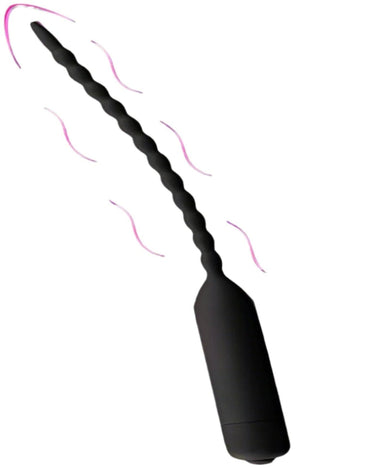 a black vibrating sounding rod with vibration coming out of it